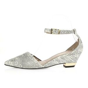 Tory Burch Mara White Lizard Pattern Leather Ankle Strap Wedge Sandals - 5.5